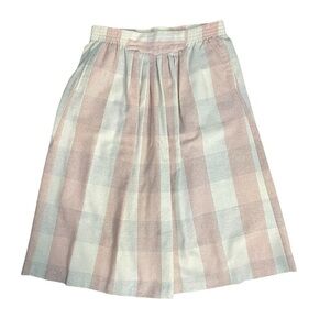 VTG Wool Blend Plaid Women's Skirt in Pink and Cream Plaid M